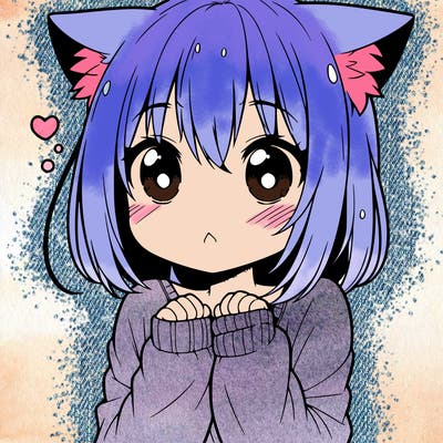 shy anime catgirl