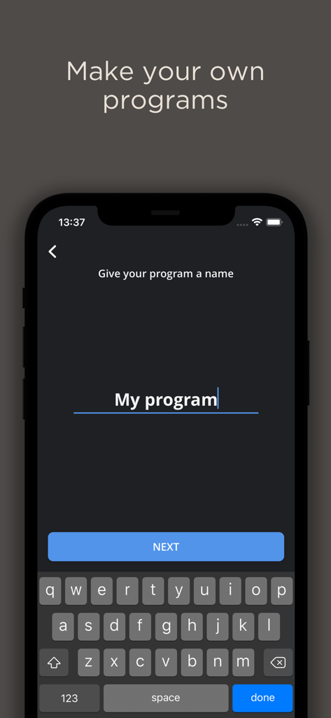 A mobile interface for naming a personalized hearing program in the WIDEX MOMENT app