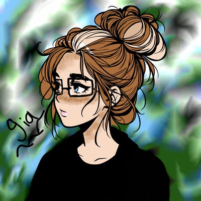 realistic teenage girl with a messy bun