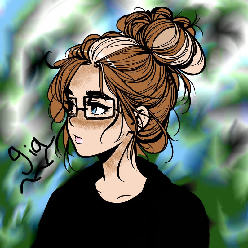 realistic teenage girl with a messy bun