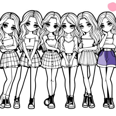 a group of girls realistic