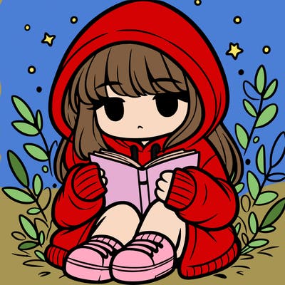 girl in oversized hoodie reading a book