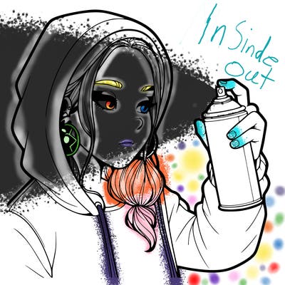 a realistic girl, spray painting