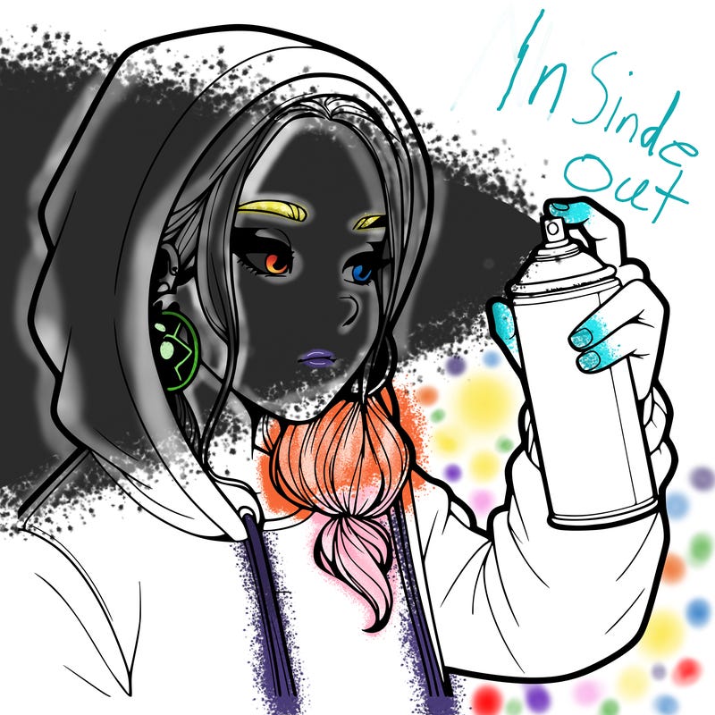 a realistic girl, spray painting