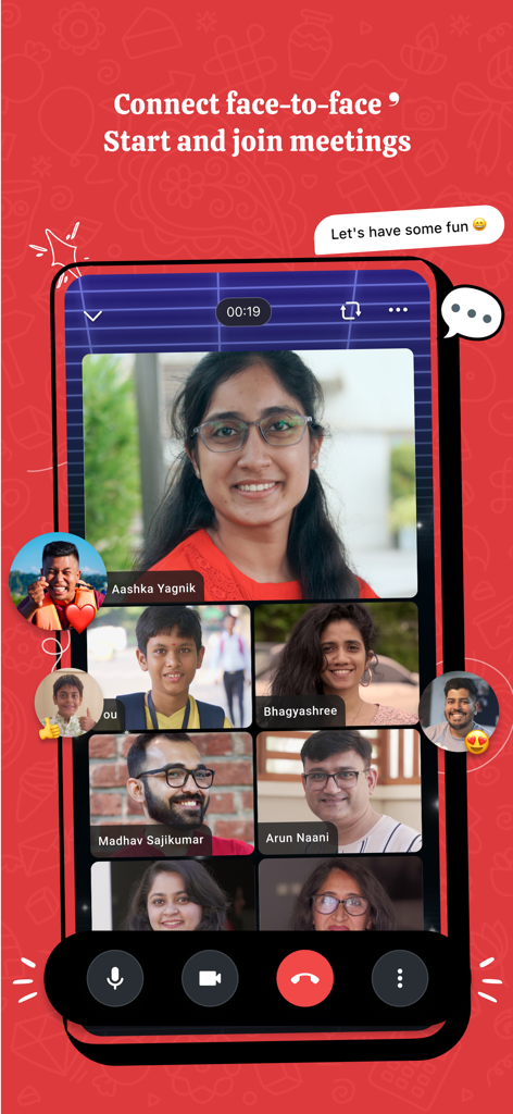 Arattai Messenger - Arattai Messenger group video call interface with multiple participants and meeting controls