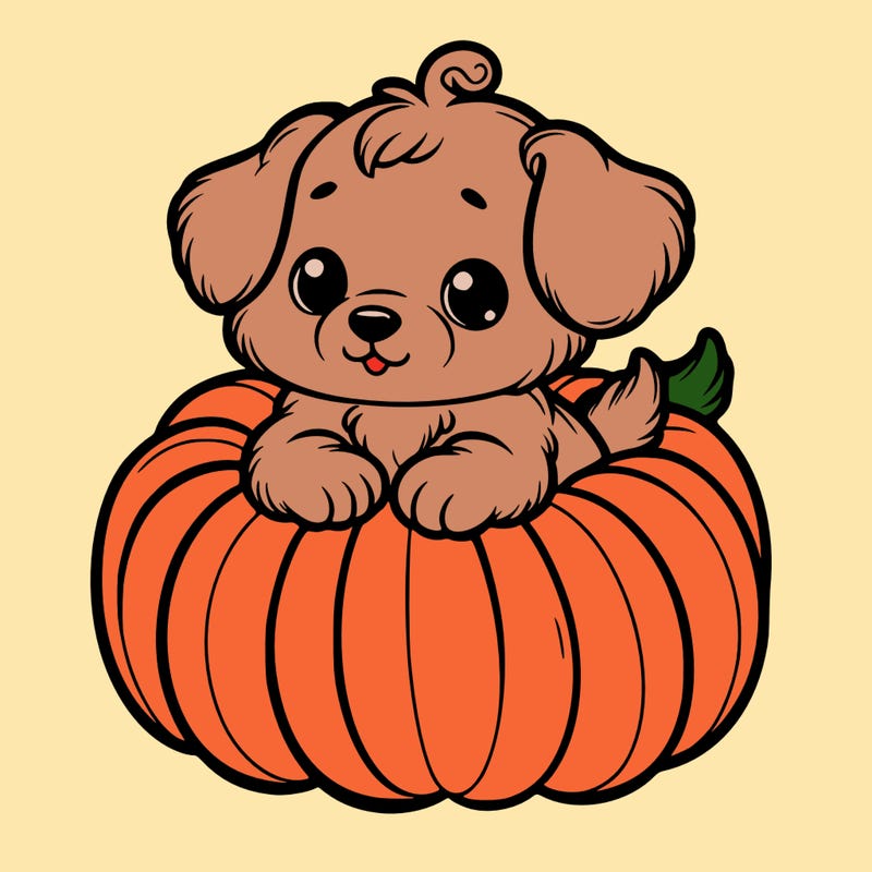 cute little puppy in a pumpkin