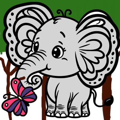 elephant with butterfly ears