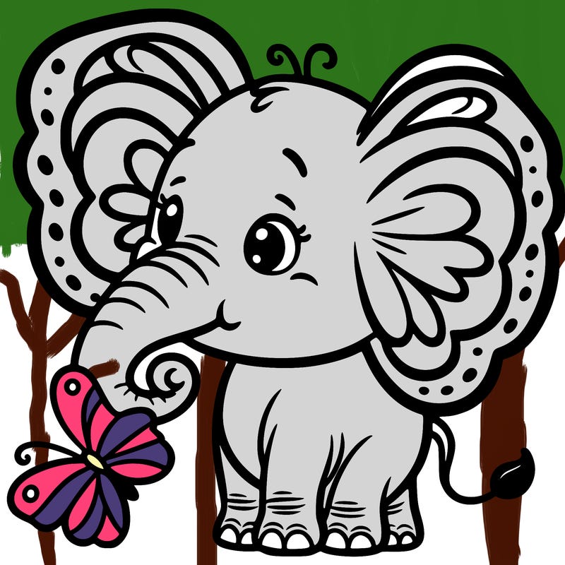elephant with butterfly ears