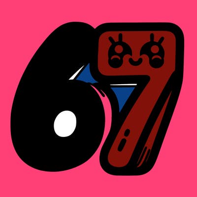 the numbers 67