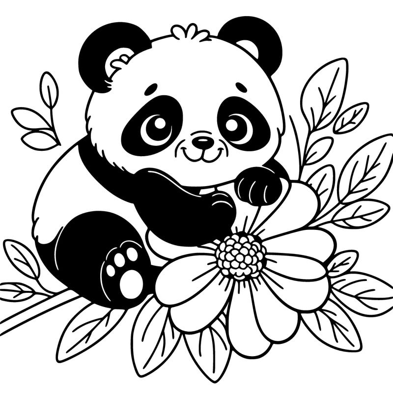 panda on flower