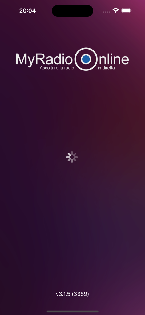 Schermata di caricamento dell'app My Radio Online Italia