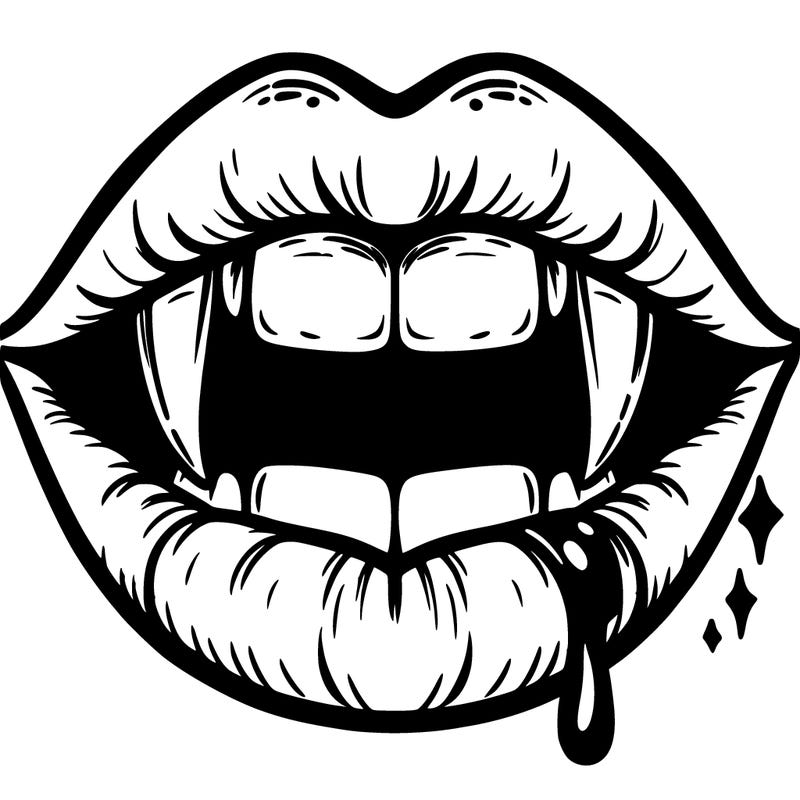 lips with vampire teeth
