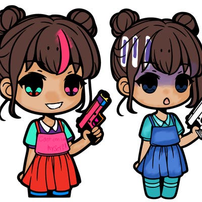 cute girl holding a gun