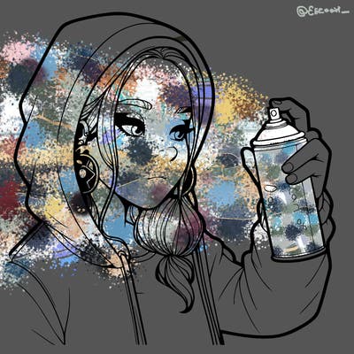 a realistic girl, spray painting