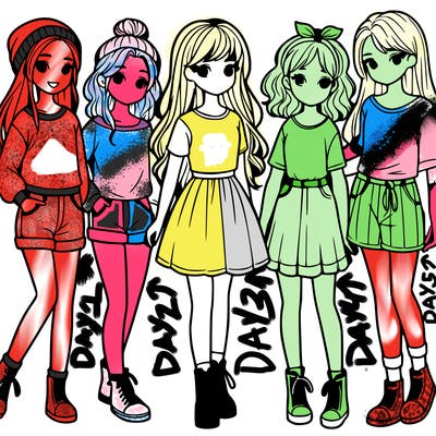 a group of five girls