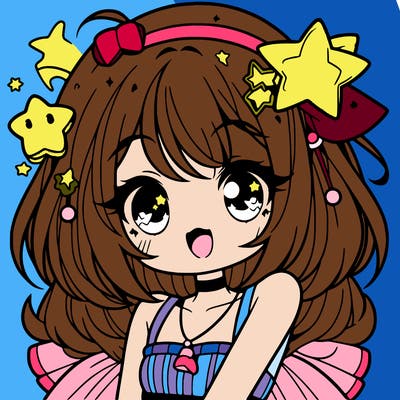 cute anime girl with star accessories