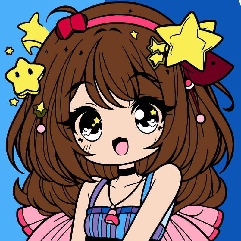 cute anime girl with star accessories