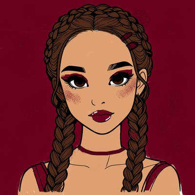 realistic girl with braids