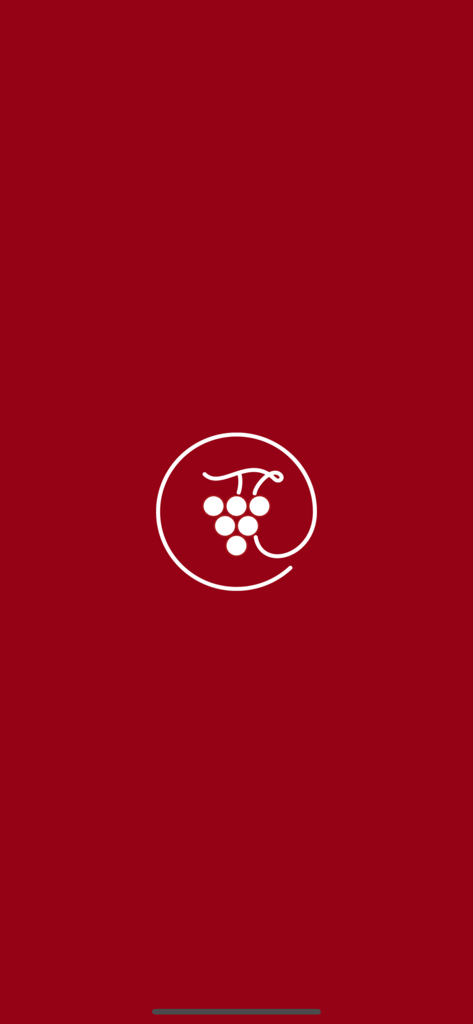 ClimaVinea - ClimaVinea app splash screen featuring a white stylized grape cluster logo on a deep burgundy red background