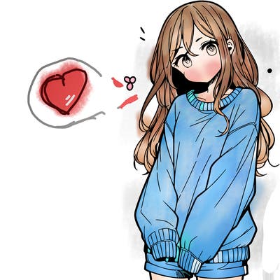 manga teen girl  in a sweater and baggy pants