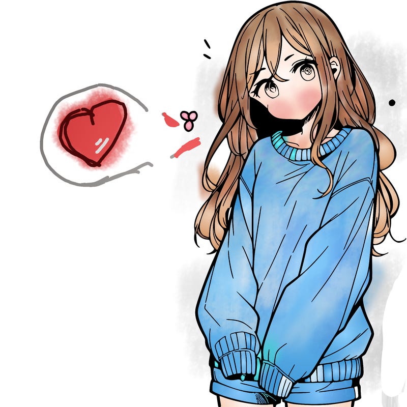 manga teen girl  in a sweater and baggy pants