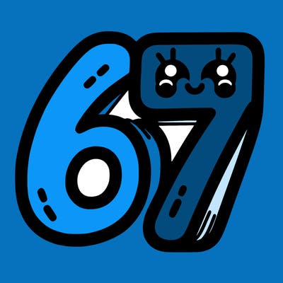 the numbers 67