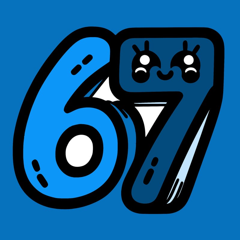 the numbers 67