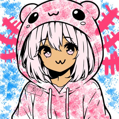 anime cute girl with hoodie