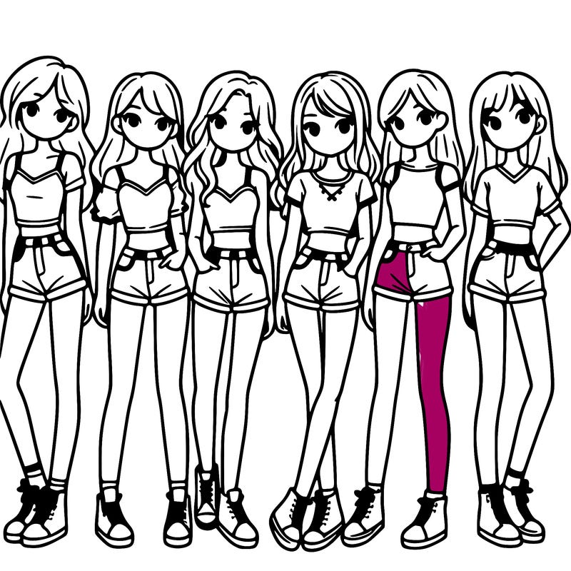 a group of girls wearing crop tops and shorts