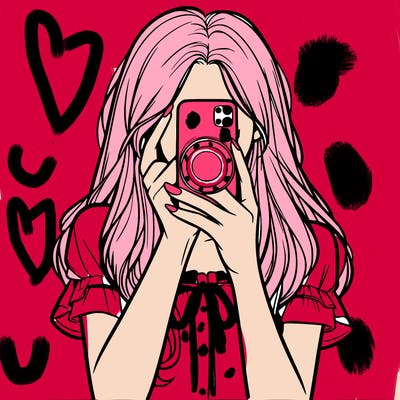 a realistic girl holding her phone taking pictures