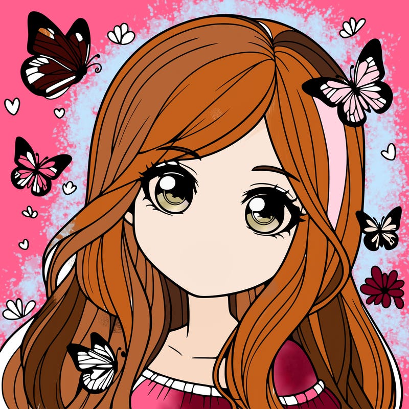 realistic girl with butterflies around her