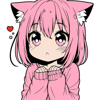 shy anime catgirl