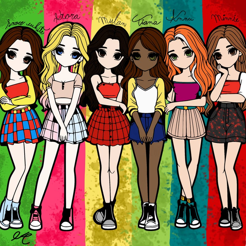 a group of girls realistic