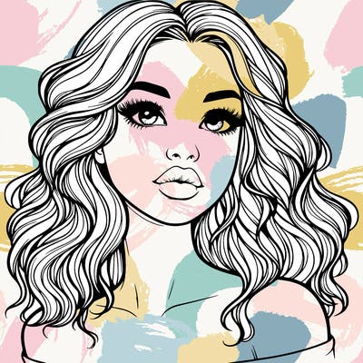 realistic girl with wavy hair and lips
