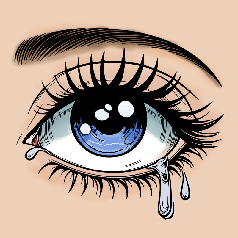 realistic slightly crying eye