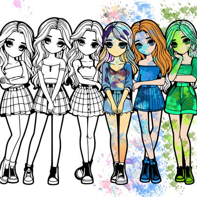 a group of girls realistic