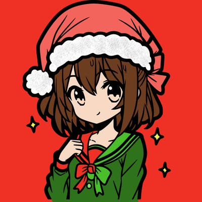 anime girl wearing a santa hat