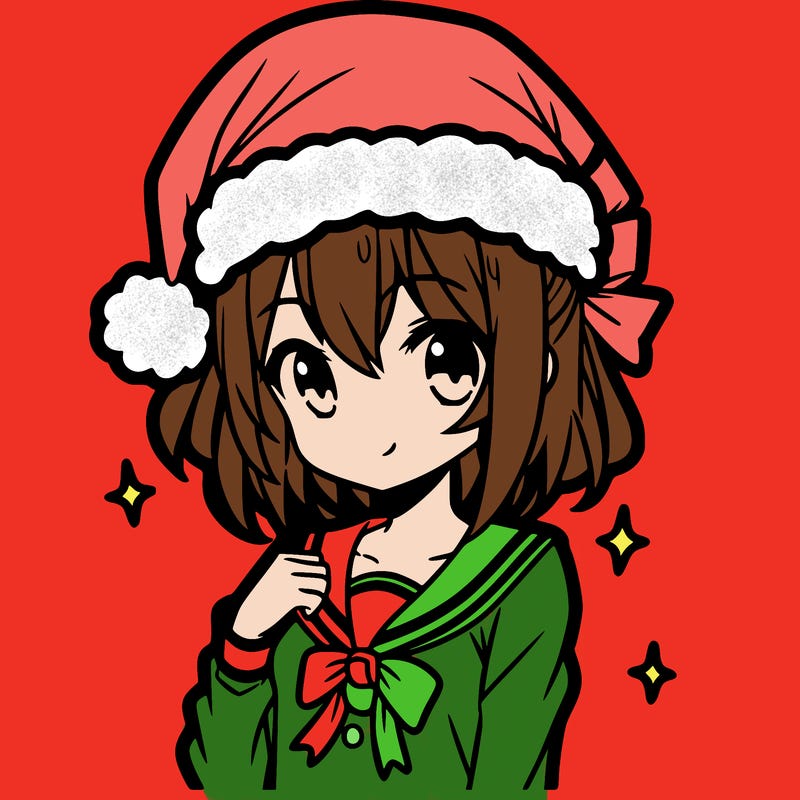 anime girl wearing a santa hat