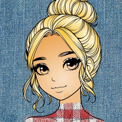 realistic pretty girl with hair in bun