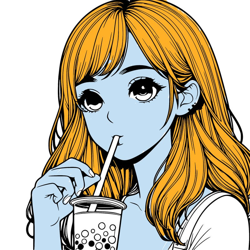 realistic girl drinking boba 🧋