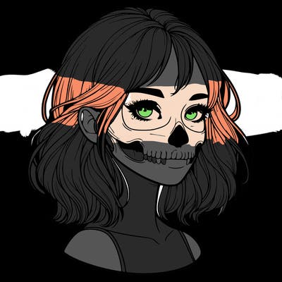 realistic girl with skull