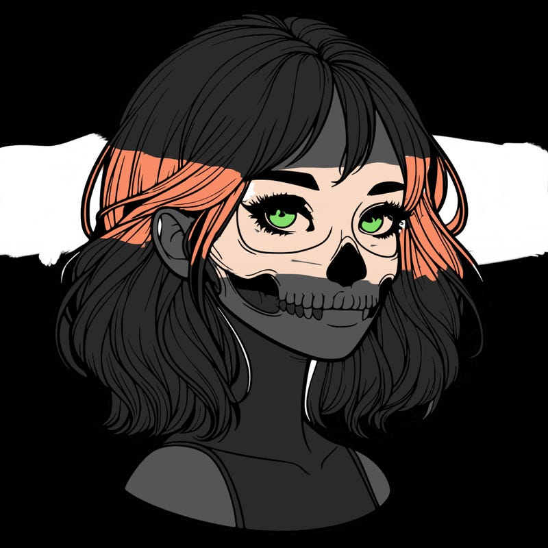 realistic girl with skull