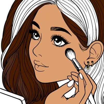 a realistic girl doing her makeup