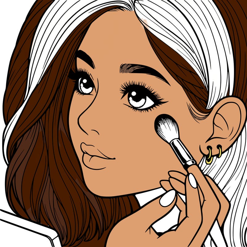 a realistic girl doing her makeup