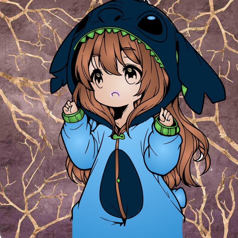 anime girl in a stitch onsie
