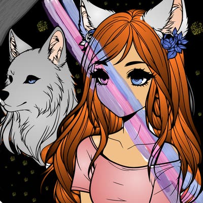 realistic girl with wolf ears