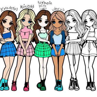 a group of girls realistic