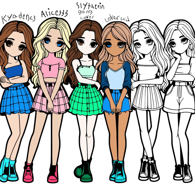 a group of girls realistic