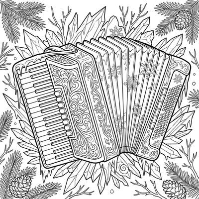 Immerse yourself in the frosty beauty of this winter accordion coloring page, crafted especially for teens. Adorned with delicate snowflakes and ice, it promises a creative and relaxing artistic challenge.