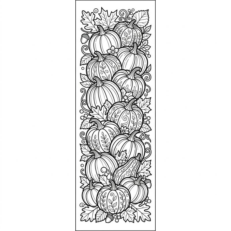 Celebrate the beauty of autumn with this charming mini pumpkin bookmark coloring page. Adorn your favorite books with your custom-colored, festive fall creation!
